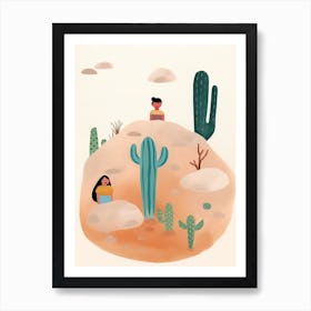 Desert Scene, Tiny People And Illustration 1 Art Print