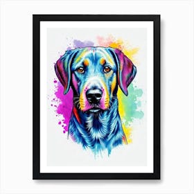 Plott Hound Rainbow Oil Painting Dog Art Print