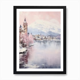 Dreamy Winter Painting Lucerne Switzerland 1 Art Print