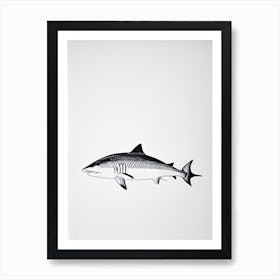 Sand Shark Black & White Drawing Art Print