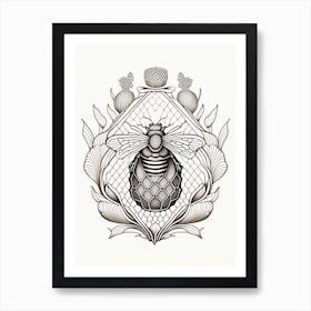 Queen Beehive 6 William Morris Style Art Print