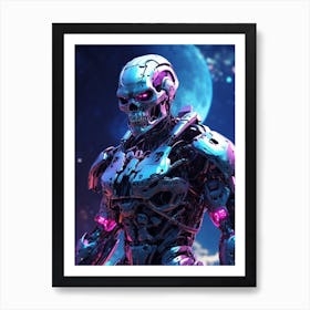 Skull in cyborg body #1 Art Print