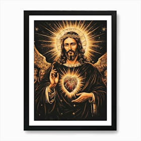 Jesus With Heart Art Print