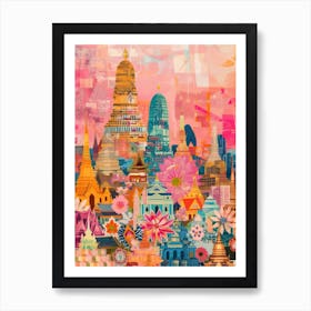 Bangkok   Retro Collage Style 1 Art Print