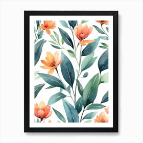 Watercolor Floral Pattern 7 Art Print