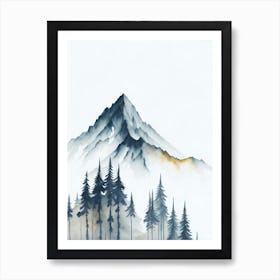 Mountain And Forest In Minimalist Watercolor Vertical Composition 166 Art Print