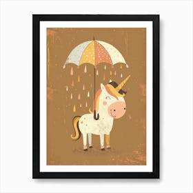 Unicorn Under An Umbrella Muted Pastels 2 Art Print