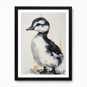 Minimalist Portrait Of A Duckling Black & White 5 Art Print