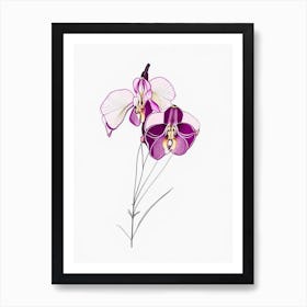 Orchid Floral Minimal Line Drawing 2 Flower Art Print