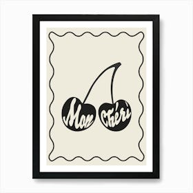 Mon Cheri Cherry black and cream Love Art Print