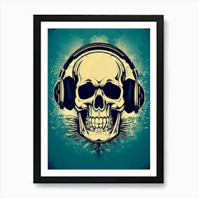 Skull With Headphones 109 Art Print