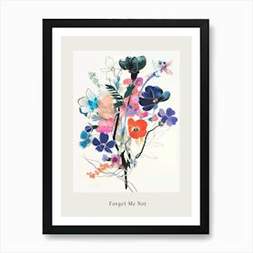 Forget Me Not 4 Collage Flower Bouquet Poster Art Print