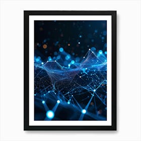 Abstract Digital Datum Web Displaying A Three Dimensional Mesh Of Connections Symbolizing Ai Networ (4) Art Print