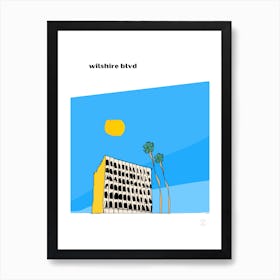 Wilshire Blvd Los Angeles Blue Art Print