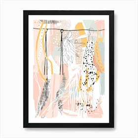 Feathers Hanging On A Line Art Print