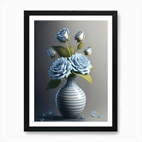 Blue Roses In A Vase Art Print