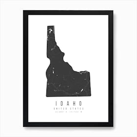 Idaho Mono Black And White Modern Minimal Street Map Art Print