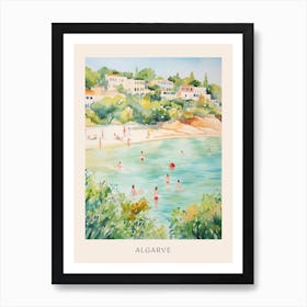 Swimming In Algarve Portugal Watercolour Poster Art Print