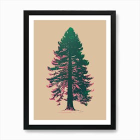 Redwood Tree Colourful Illustration 3 Art Print