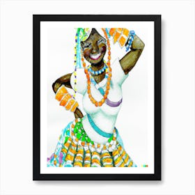 Slim African Dancer With Beads Art Print