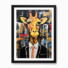 Giraffe in office suit 2 Art Print