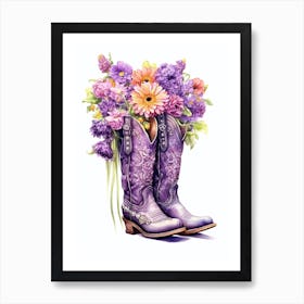 Cowgirl Boots Purple  Art Print