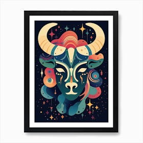 Taurus Illustration Zodiac Star Sign 3 Art Print