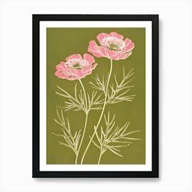 Pink & Green Love In A Mist 2 Art Print