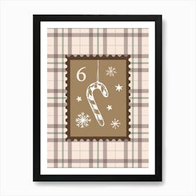 Checkered Candy Cane Christmas Poster Art Print