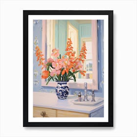 Bathroom Vanity Painting With A Snapdragon Bouquet 4 Art Print