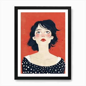 Girl With Polka Dots 1 Art Print