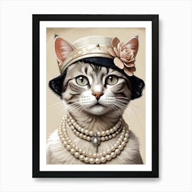 portrait of a cat from the 19th century 4 Art Print