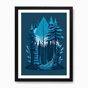 A Fantasy Forest At Night In Blue Theme 93 Art Print