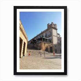 Playing Football In Sicily Art Print