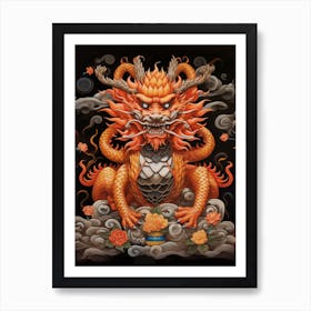 Chinese Dragon Symbolism Illustration 1 Art Print