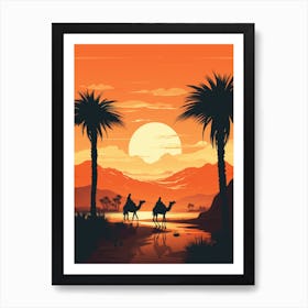 Desert Landscape With Camels Art Print