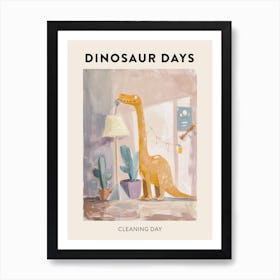 Dinosaur Cleaning Day Poster Art Print