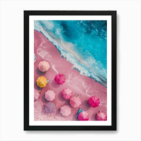 Pink Beach Umbrellas Art Print