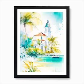Turks And Caicos Islands Watercolour Pastel Tropical Destination Art Print
