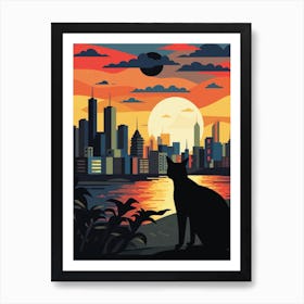 Jakarta, Indonesia Skyline With A Cat 3 Art Print