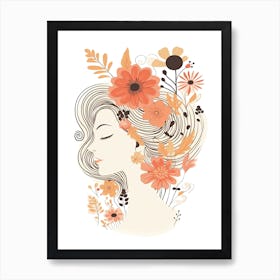 Bloom Body Woman Neutral Colours Boho Style 6 Art Print