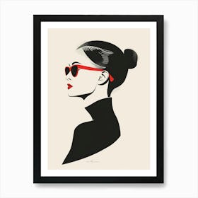 Woman with red glasses 6145 Art Print