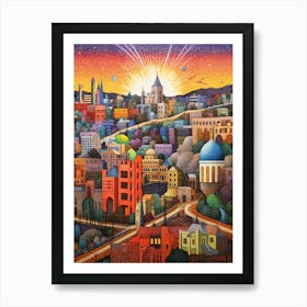 Tacoma Museum District Pointillism 27 Art Print