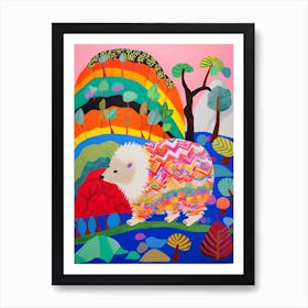 Maximalist Animal Painting Hedgehog 3 Art Print