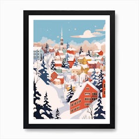 Retro Winter Illustration Helsinki Finland 2 Art Print