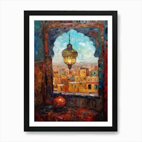 Window View Of Marrakech In The Style Of Expressionism 4 Art Print