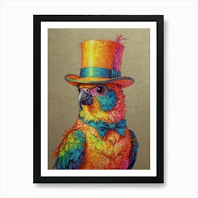 Parrot In Top Hat Art Print