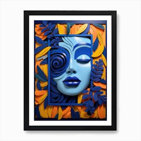 Blue Face 1 Art Print