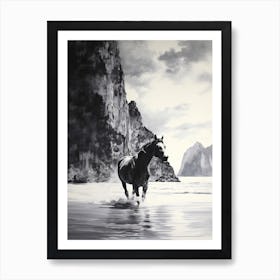 A Horse Oil Painting In Maya Bay, Thailand, Portrait 2 Art Print