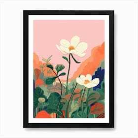 Boho Wildflower Painting Wood Anemone 2 Art Print